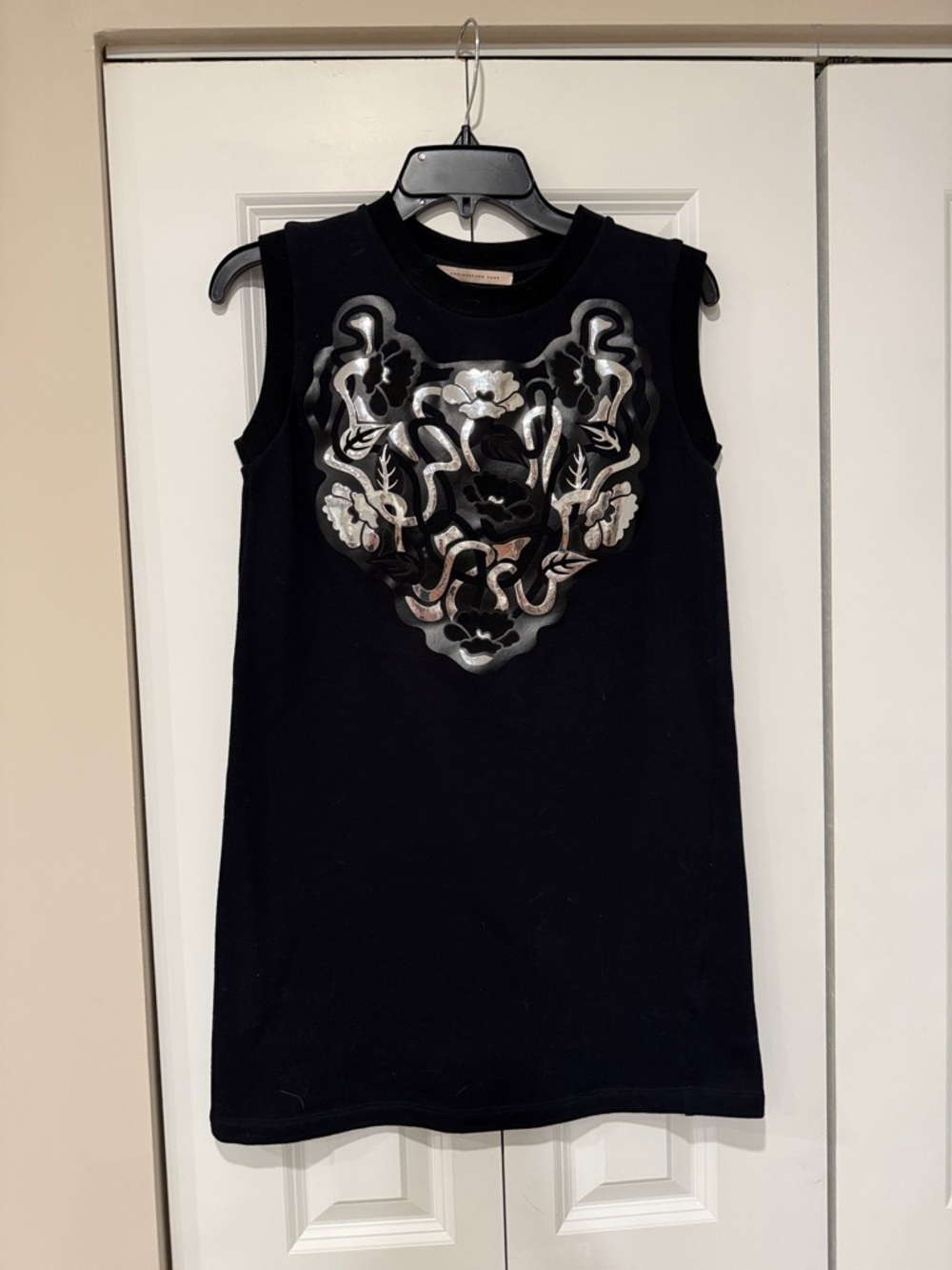 Christopher Kane Black Sleeveless Dress with Silver Embellishment